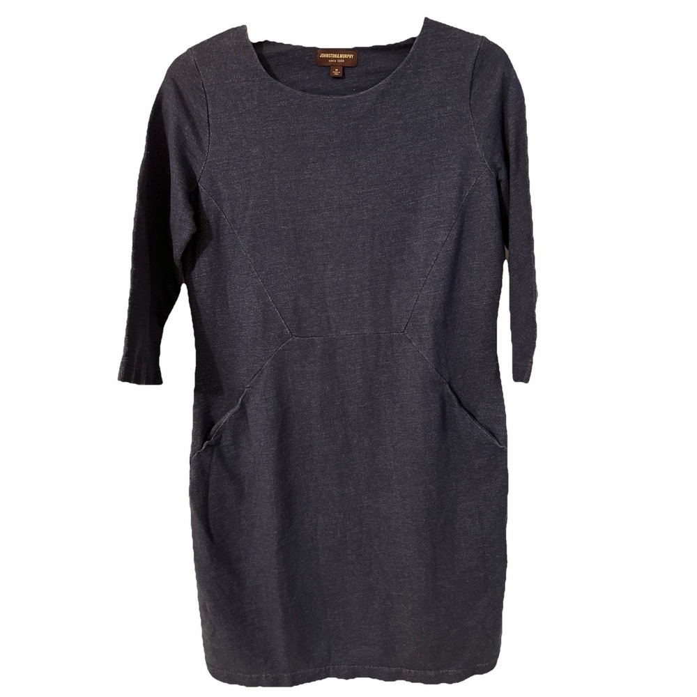 Johnson & Murphy Dress Womens Sz M Denim Look 100 Percent Cotton 3/4 Sleeves